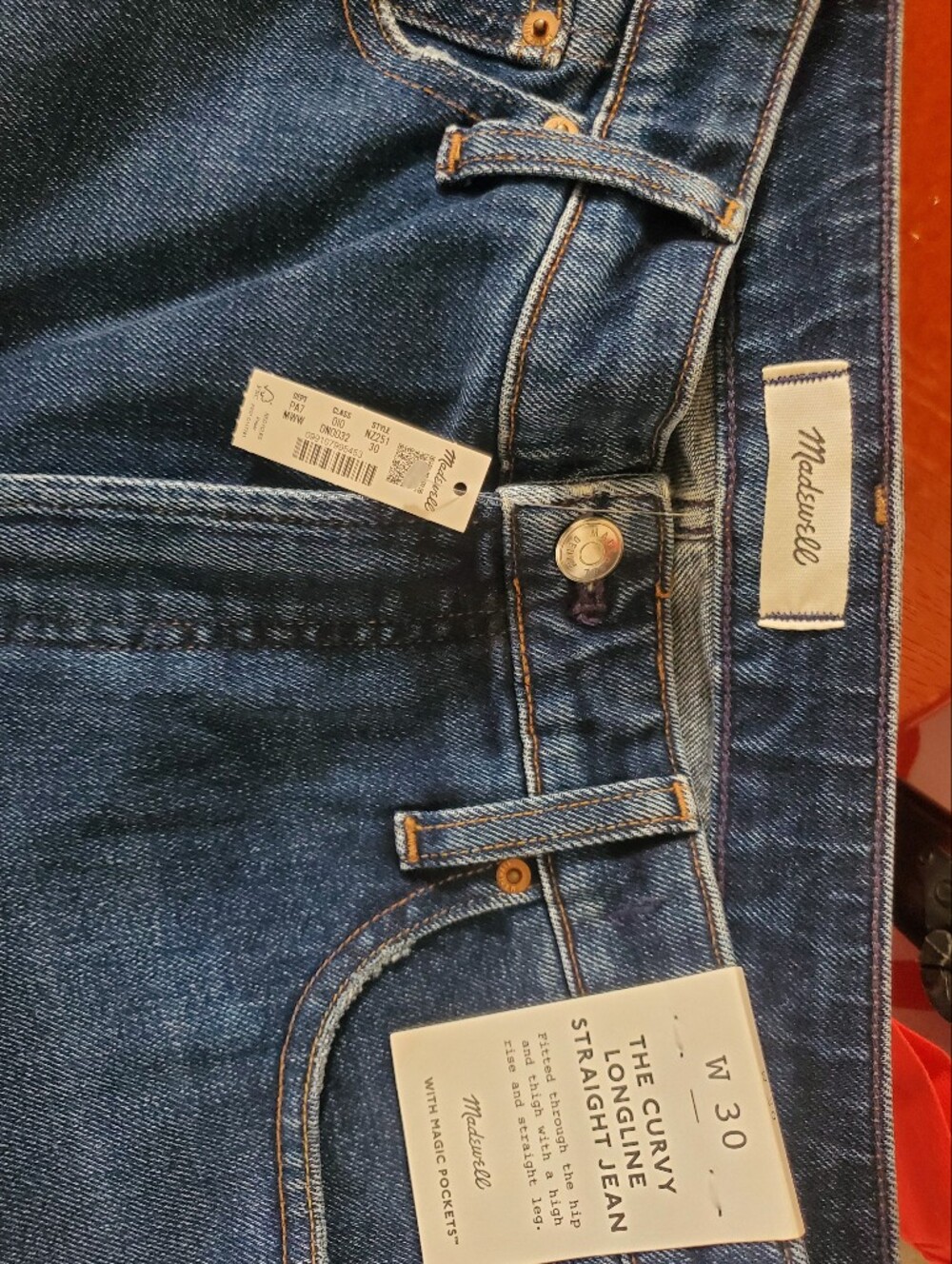 Madewell Curvy Longline High Rise Straight Jean Midnight Waters Wash Casual 32" - Picture 6 of 12